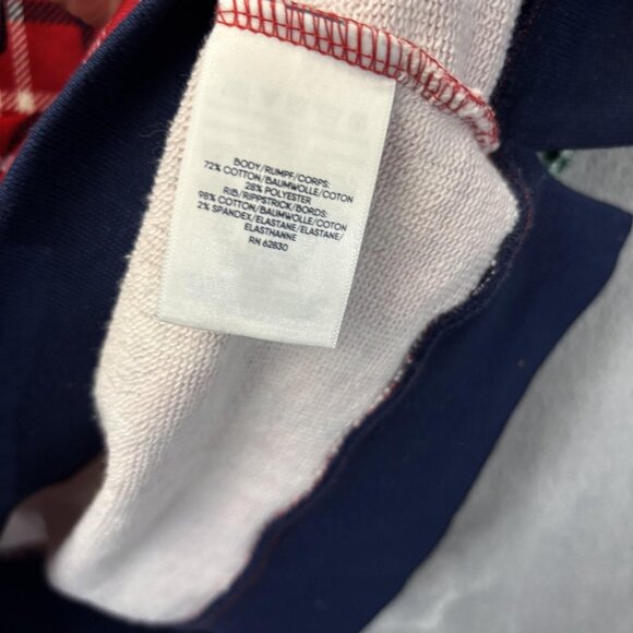 Lands End Serious Sweats Sweatshirt Womens Large Red Green Plaid Holiday Casual - Picture 9 of 14